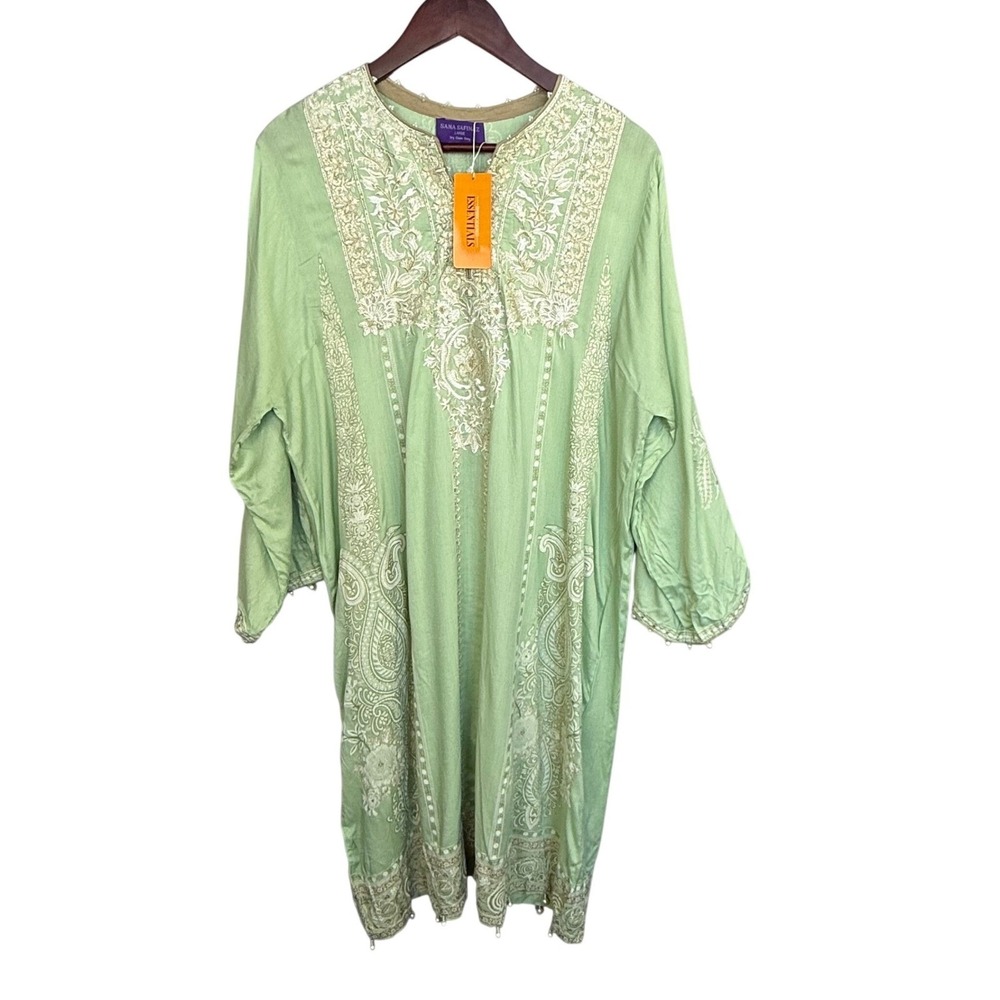 Sana Safinaz Embroidered‎ Viscose Kurta Tunic Women's Large Green